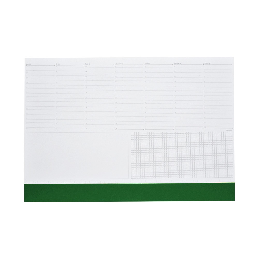 Asztali könyöklő fehér lapokkal zöld műbőrcsíkkal 570 x 390 mm  Realsystem 2026.