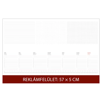 Asztali naptár könyöklő 570 x 380 mm, fehér lapokkal bordó Dayliner 2025.