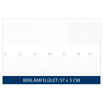 Asztali naptár könyöklő 570 x 380 mm, fehér lapokkal kék Dayliner 2025.