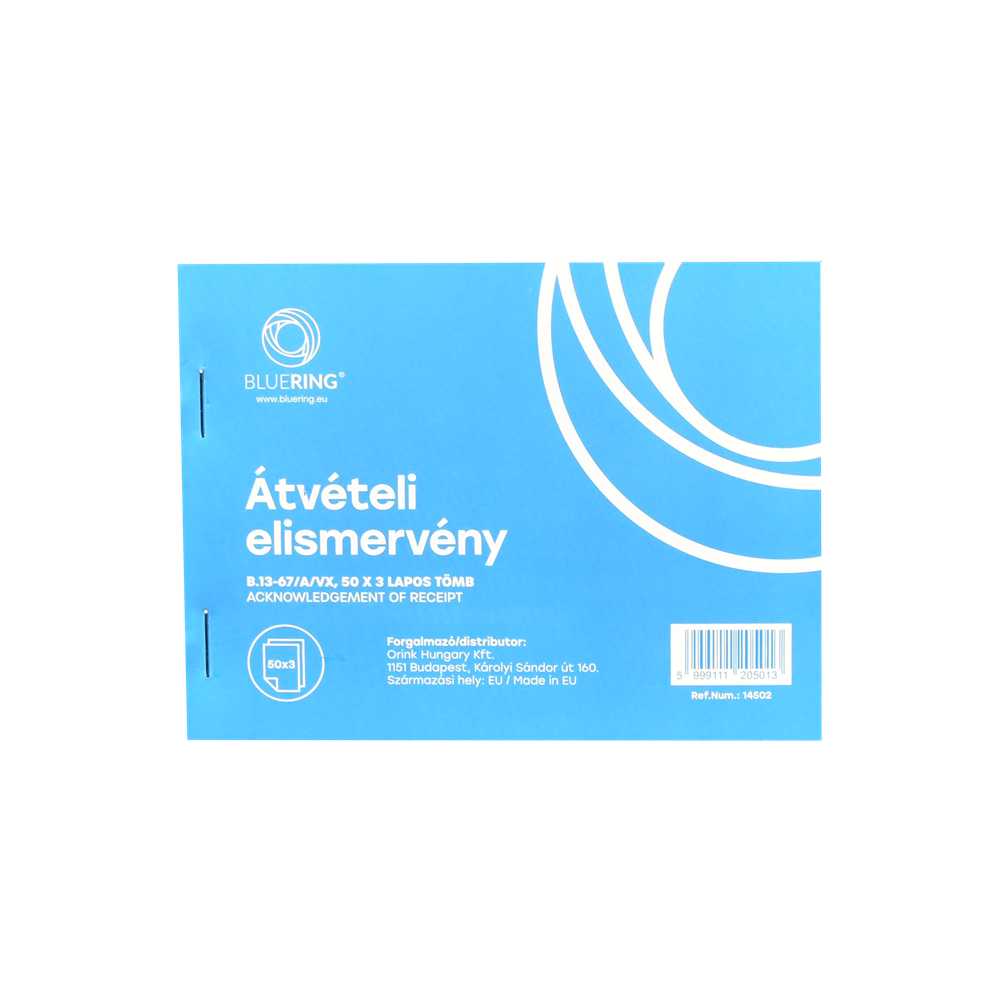 Átvételi elismervény A6, 50x3lapos B.13-67/A/VX Bluering®