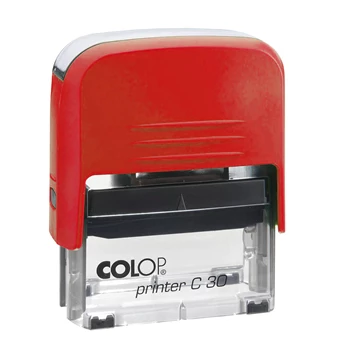 Bélyegző C30 Printer Colop átlátszó piros ház/fekete párna