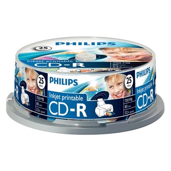 CD-R80 IW nyomtatható 25 db-os Cake Box Philips 