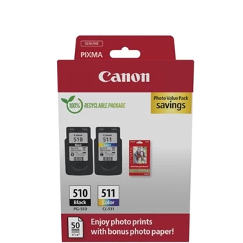 Canon PG510/511 tintapatron multipack + 50lap GP501 10x15 fényes fotópapír  ORIGINAL