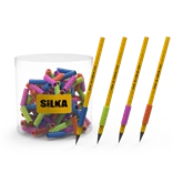 Ceruza markolat, spirál, szilikon, csillám, 72 db/display, Silka