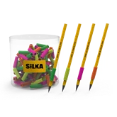 Ceruza markolat, spirál, szilikon, neon, 72 db/display, Silka