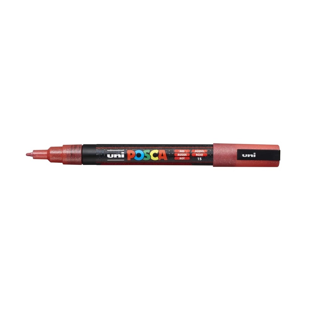 Dekormarker 0,9-1,3mm, Uni-Posca PC-3ML csillámló piros
