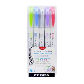 Ecsettoll készlet kétvégű  Zebra Mildliner Cool & Refined 5 különböző szín