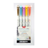 Ecsettoll készlet, kétvégű Zebra Mildliner Warm, 5 különböző szín
