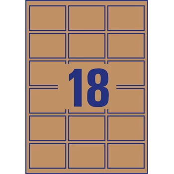 Etikett címke, 62 x42mm, környezetbarát 18 címke/lap, 25 lap/doboz, Avery barna