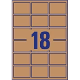 Etikett címke, 62 x42mm, környezetbarát 18 címke/lap, 25 lap/doboz, Avery barna