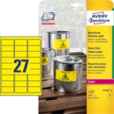 Etikett címke, 63,5 x29,6mm, időjárásálló poliészter, 27 címke/ív, 20 ív/doboz, Avery sárga