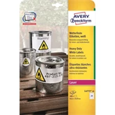 Etikett címke, 63,5 x33,9mm, időjárásálló poliészter, 24 címke/ív, 20 ív/doboz, Avery fehér