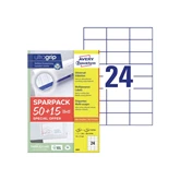 Etikett címke, 70x37mm, univerzális, 65 lap, 24 címke/lap Avery, fehér