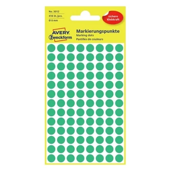 Etikett címke, o8mm, jelölésre, 104 címke/ív, 4 ív/doboz, Avery zöld