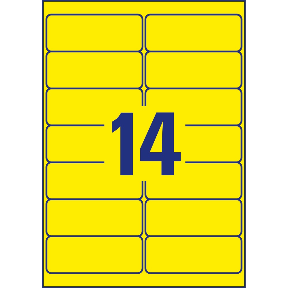 Etikett címke, 99,1 x38,1mm, visszaszedhető, neon 14 címke/ív, 25 ív/doboz, Avery sárga