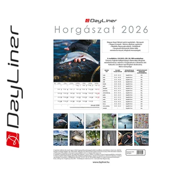 Falinaptár képes 230 x 330 mm, fehér lapokkal Horgászat Dayliner 2026.