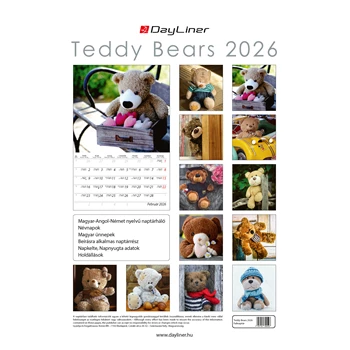 Falinaptár képes 230 x 330 mm, fehér lapokkal Teddy Dayliner 2026.