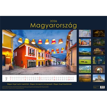 Falinaptár képes 340 × 485 mm, fehér lapokkal Magyarország Dayliner 2026.