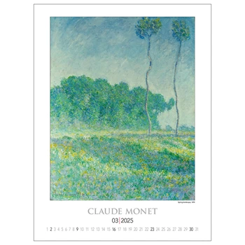 Falinaptár képes 420 × 560 mm, fehér lapokkal Claude Monet Dayliner 2025.