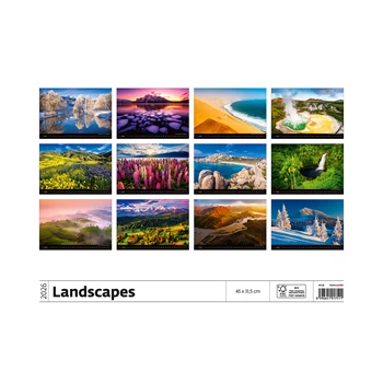 Falinaptár képes 450 × 315 mm, fehér lapokkal Landscapes Dayliner 2026.