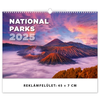 Falinaptár képes 450 × 315 mm, fehér lapokkal National Parks Dayliner 2025.