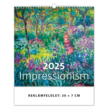 Falinaptár képes 450 × 520 mm, fehér lapokkal Impressionism Dayliner 2025.