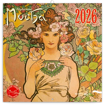 Falinaptár képes lemeznaptár 300x300mm, Alphonse Mucha Realsystem 2026.