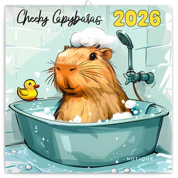 Falinaptár képes lemeznaptár 300x300mm, Cheeky Capybaras Realsystem 2026.