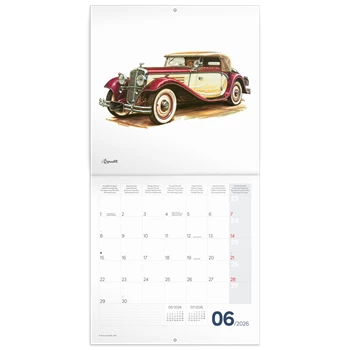 Falinaptár képes lemeznaptár 300x300mm, Classic Cars Realsystem 2026.