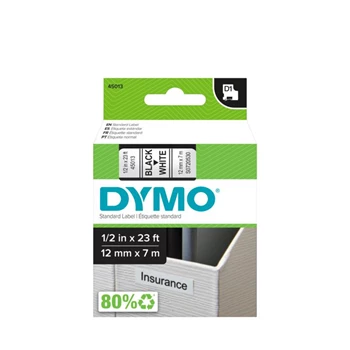 Feliratozógép szalag Dymo D1 S0720530/45013 12mmx7m, ORIGINAL, fekete/fehér 