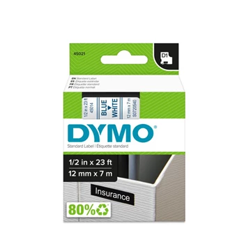 Feliratozógép szalag Dymo D1 S0720540/45014 12mmx7m, ORIGINAL, kék/fehér 
