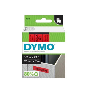 Feliratozógép szalag Dymo D1 S0720570/45017 12mmx7m, ORIGINAL, fekete/piros