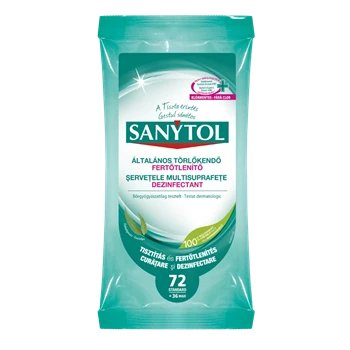 Felületfertőtlenítő kendő 72 lap/csomag Sanytol