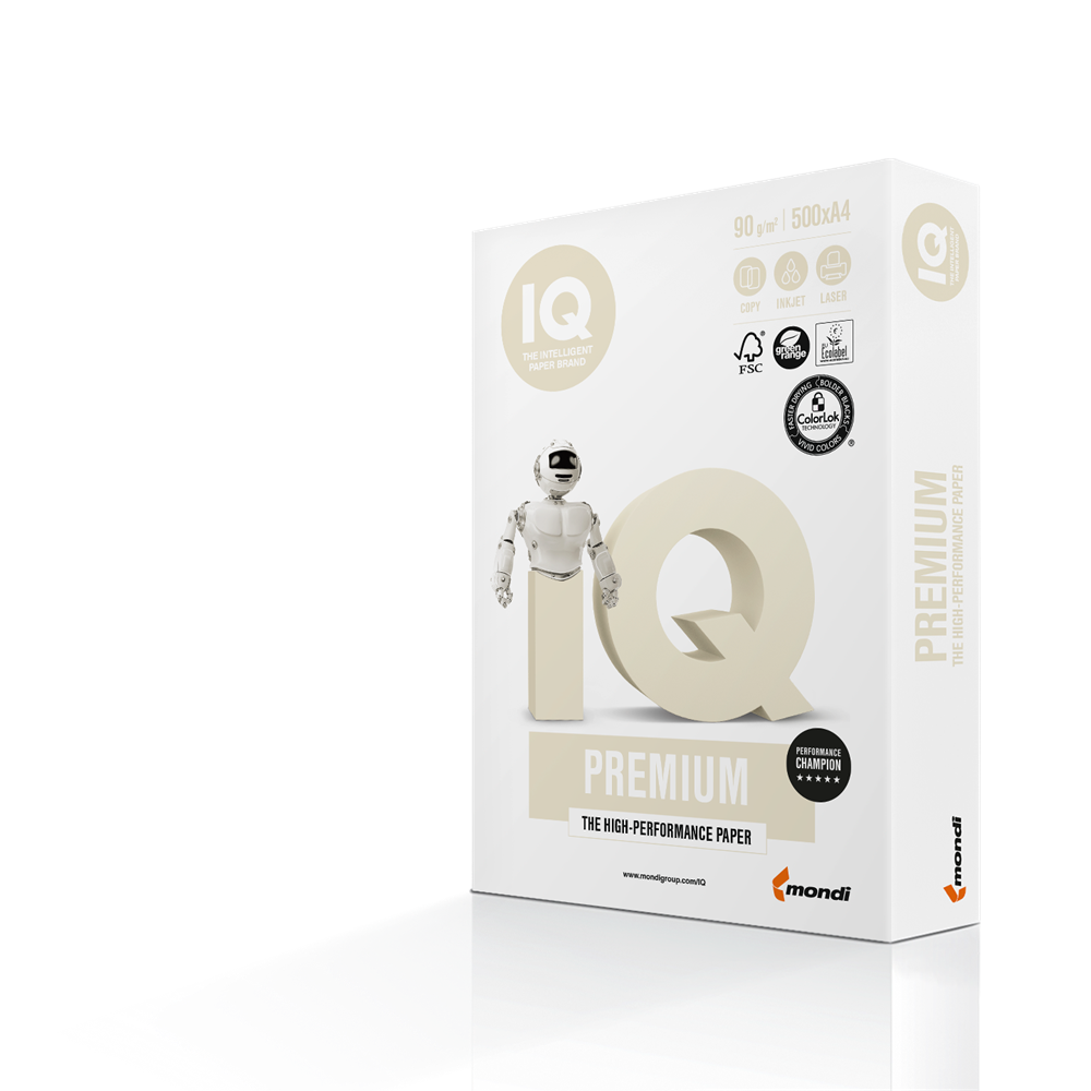 Másolópapír A4, 90g, IQ Premium 500ív/csomag,