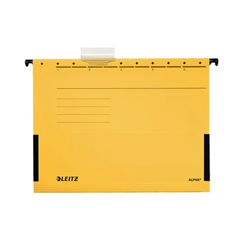 Függőmappa A4, karton oldaltzárt Leitz Alpha sárga