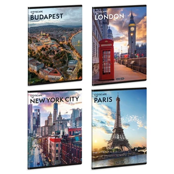 Füzet iskolai A4, 40lap, sima Ars Una CITYSCAPE 10db/csomag