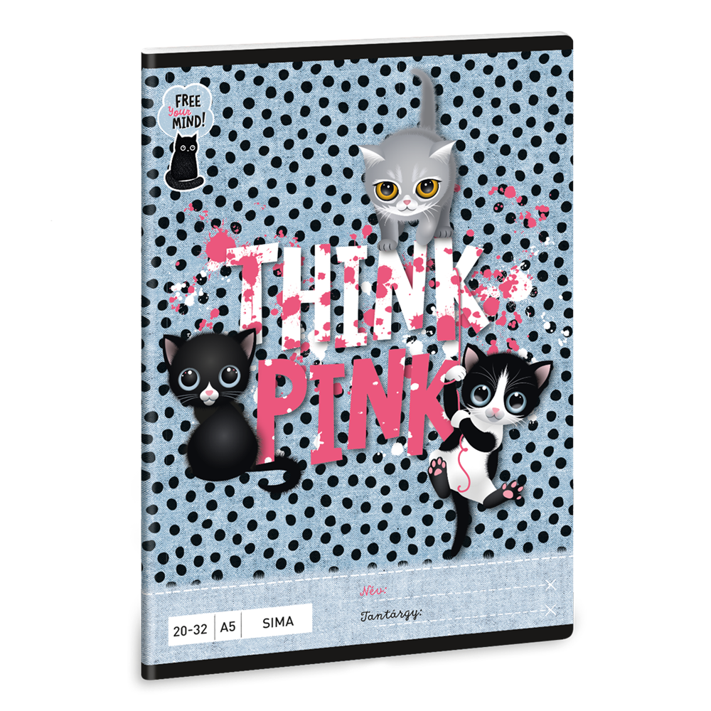 Füzet iskolai A5, 32lap, sima 20-32 Ars Una THINK-PINK (5285) 23 10db/csomag