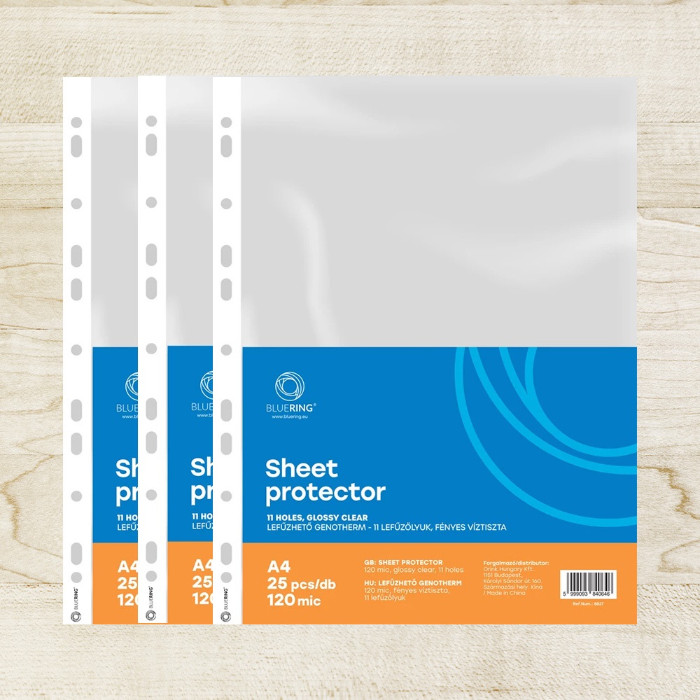 Genotherm lefűzhető, A4, 120 micron víztiszta Bluering® 25 db/csomag,
