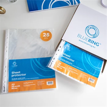 Genotherm lefűzhető, A4, 50 micron fényes víztiszta Bluering® 25 db/csomag, 4 csomag/karton kínáló