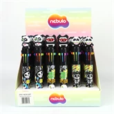 Golyóstoll 10színű, panda, 30 db/display Nebulo