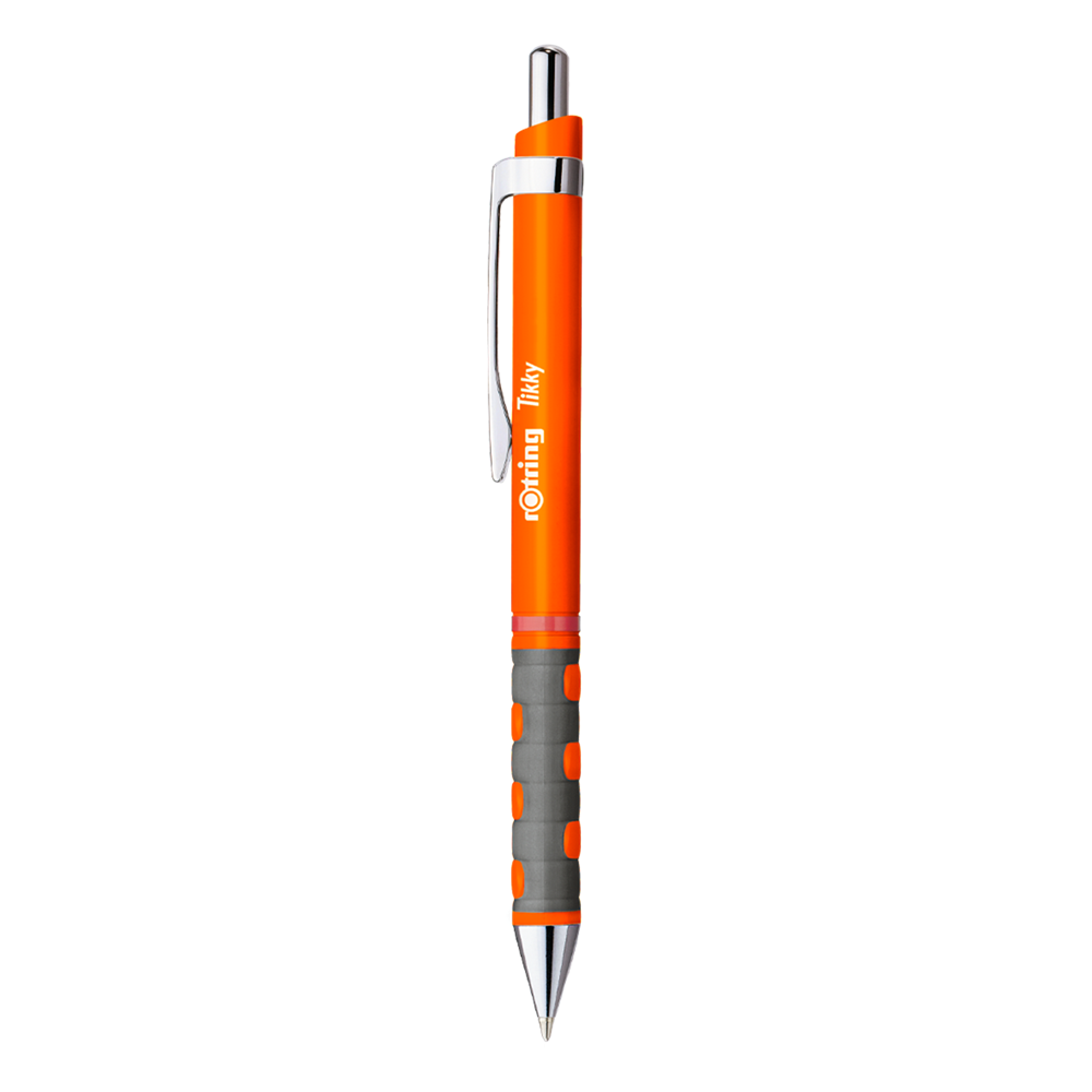 Golyóstoll neonnarancs test, Rotring Tikky III, írásszín kék