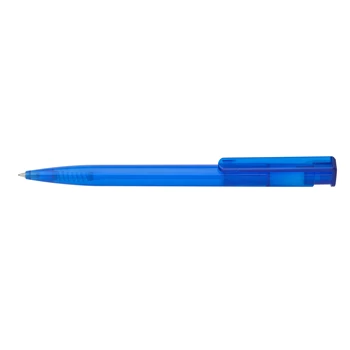 Golyóstoll nyomógombos 0,8mm, műanyag transparens kék test, Ico Star, írásszín kék 