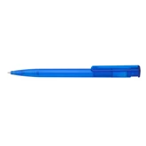 Golyóstoll nyomógombos 0,8mm, műanyag transparens kék test, Ico Star, írásszín kék 