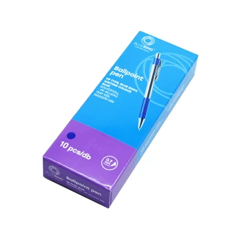 Golyóstoll nyomógombos 0,7mm, fém test, műanyag fogórész kék, írásszín kék