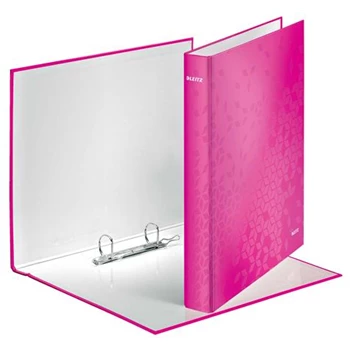 Gyűrűskönyv A4, Maxi 4cm, 2 gyűrű, D alakú, karton Leitz Wow rózsaszín