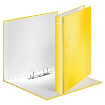 Gyűrűskönyv A4, Maxi 4cm, 2 gyűrű, D alakú, karton Leitz Wow sárga