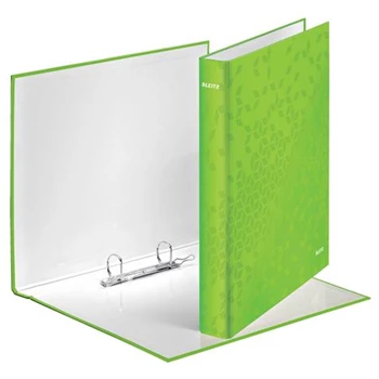 Gyűrűskönyv A4, Maxi 4cm, 2 gyűrű, D alakú, karton Leitz Wow zöld