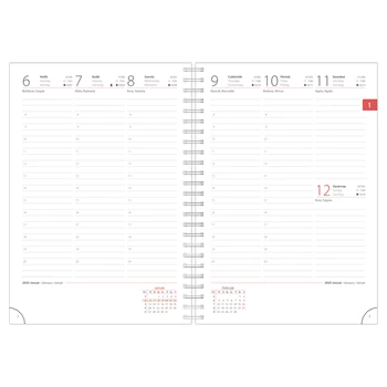 Határidőnapló InSpiral A5 heti, fehér lapokkal GT szürke-fehér Dayliner 2025.