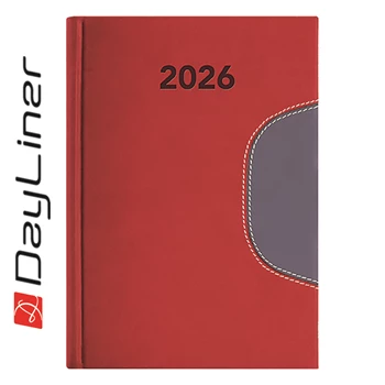 Határidőnapló Memphis B6 heti, fehér lapokkal piros-szürke Dayliner 2026.