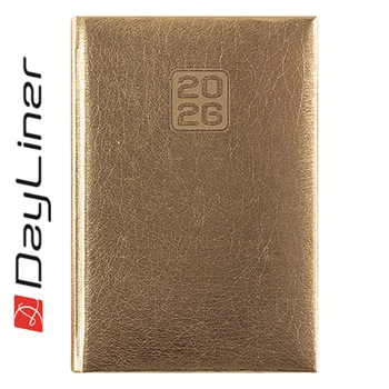 Határidőnapló Mirror B6 heti, fehér lapokkal arany Dayliner 2026.